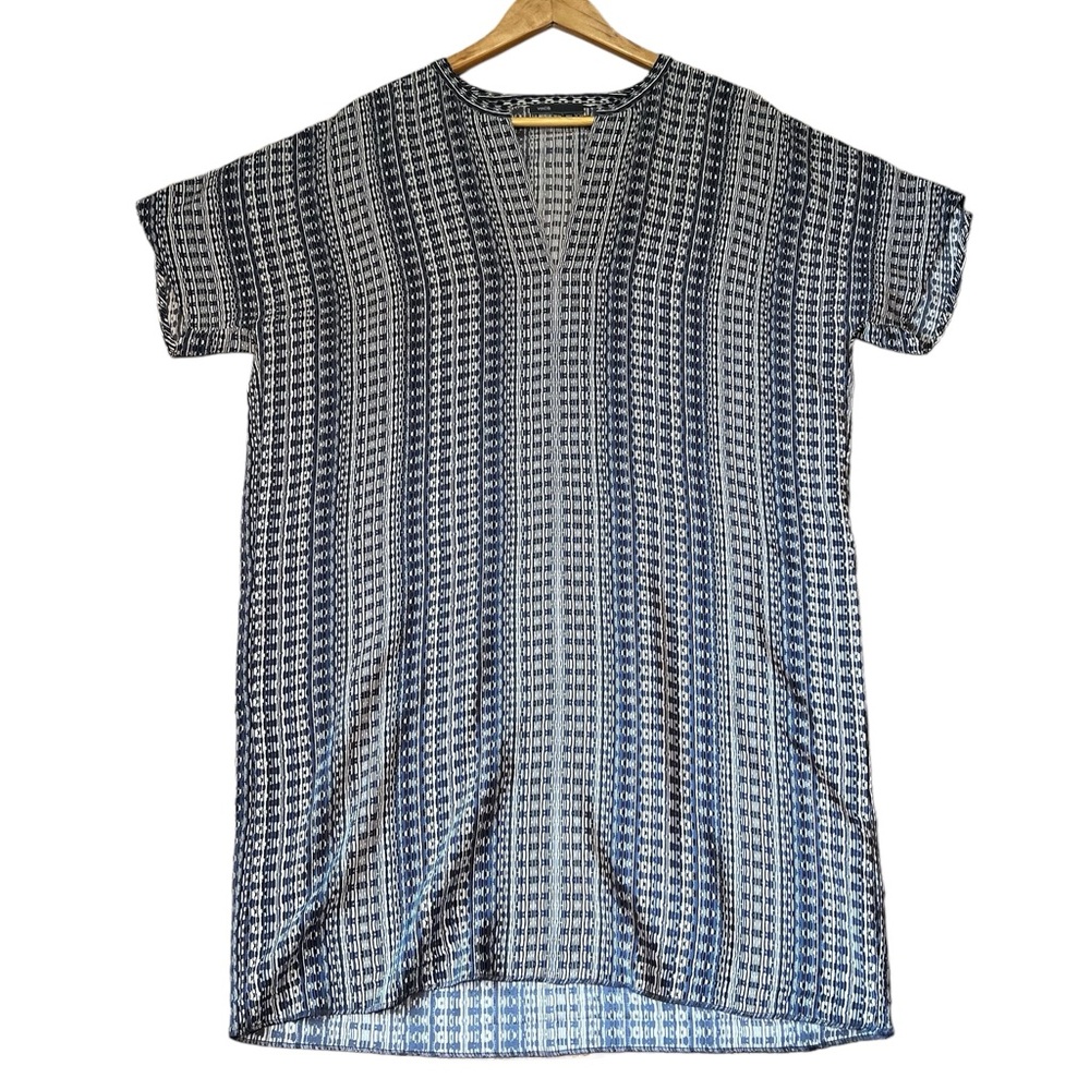 Vince Blue and White Patterned Shift Dress